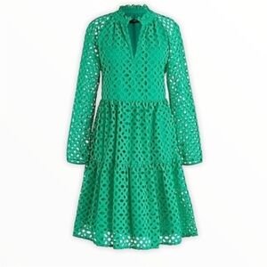 J Crew Tiered Popover Dress in Embroidered Eyelet